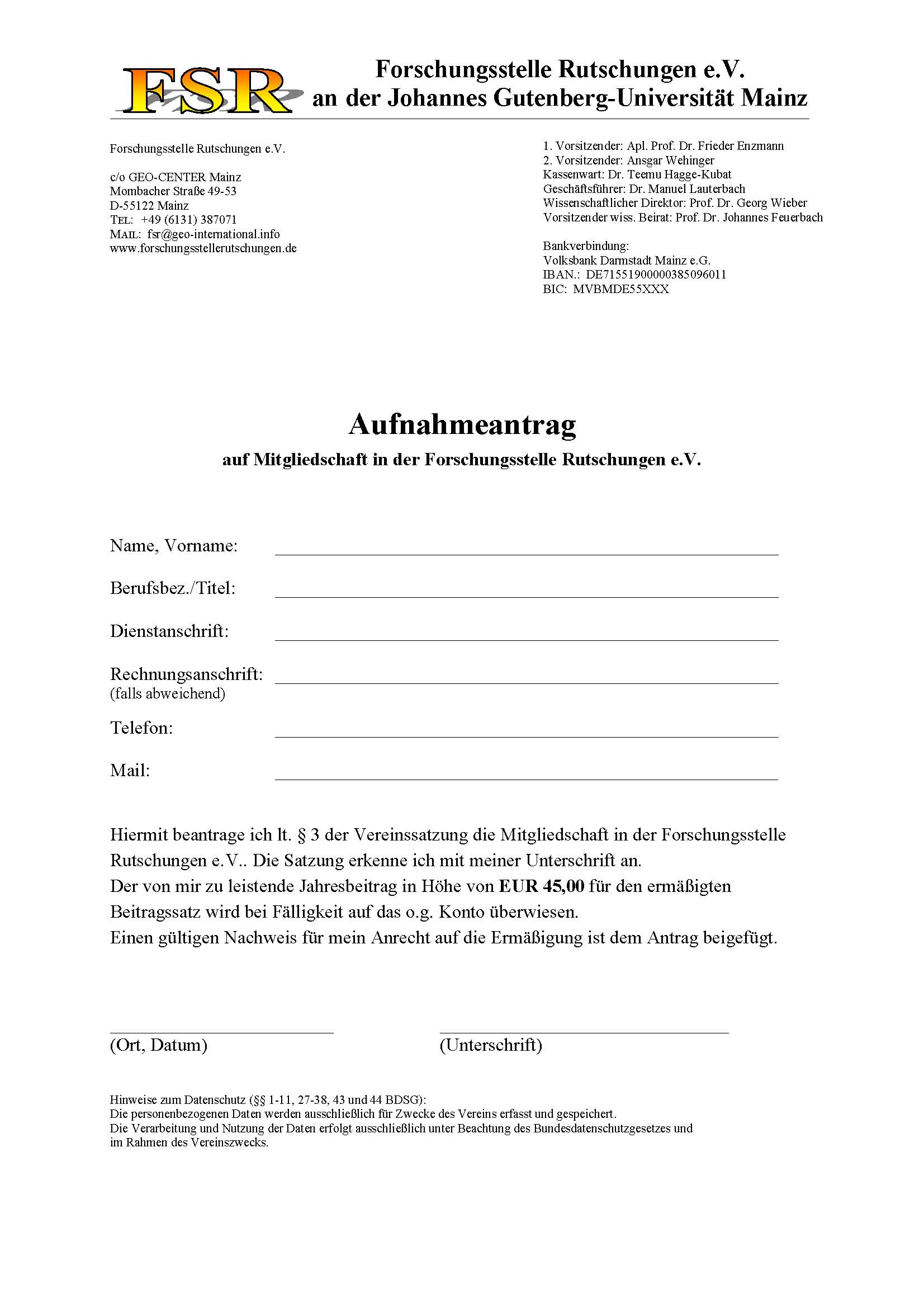 Mitgliedschaft ermässigt